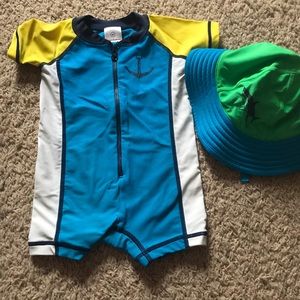 One piece swimsuit with hat
